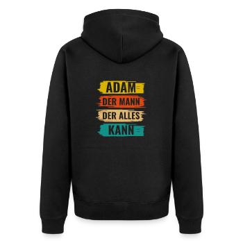 Adam Der Mann Der Alles Kann Vorname Adam - Unisex Premium Bio Zip Hoodie - Schwarz - Hinten - Nico (187cm)