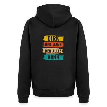 Dirk Der Mann Der Alles Kann Vorname Dirk - Unisex Premium Bio Zip Hoodie - Schwarz - Hinten - Nico (187cm)