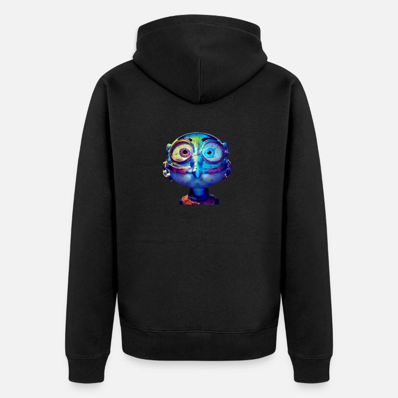 Poulet poule Cyborg bleu - Veste à capuche bio Premium Unisexe - noir