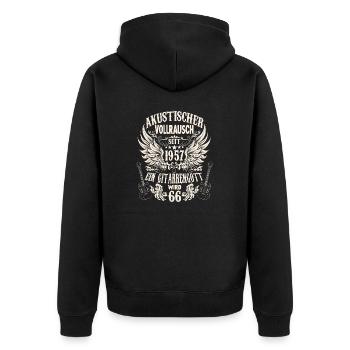 Gitarren Fan Musiker Gitarristen Geburtstag 1957 - Unisex Premium Bio Zip Hoodie - Schwarz - Hinten - Nico (187cm)