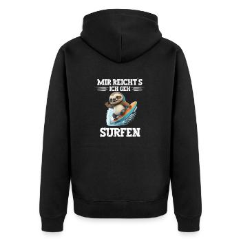 Mir reichts ich geh Surfen Windsurfer Spruch - Unisex Premium Bio Zip Hoodie - Schwarz - Hinten - Nico (187cm)