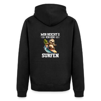 Mir reichts ich geh Surfen Windsurfer Spruch - Unisex Premium Bio Zip Hoodie - Schwarz - Hinten - Nico (187cm)