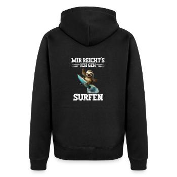 Mir reichts ich geh Surfen Windsurfer Spruch - Unisex Premium Bio Zip Hoodie - Schwarz - Hinten - Nico (187cm)