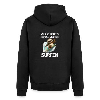 Mir reichts ich geh Surfen Windsurfer Spruch - Unisex Premium Bio Zip Hoodie - Schwarz - Hinten - Nico (187cm)