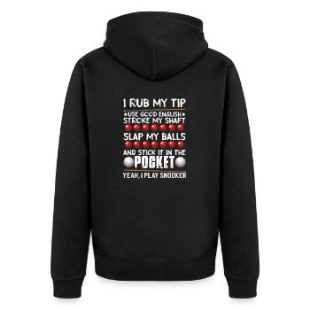 Herren Snooker Lustig - Unisex Premium Bio Zip Hoodie - Schwarz - Hinten - Nico (187cm)