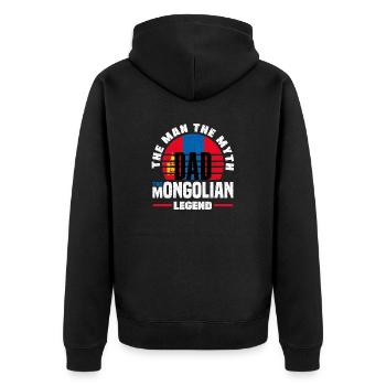 Mongolian Mongolia Mongolian Flag Quote - Unisex Premium Organic Zip Hoodie - black - Back - Nico (187cm)