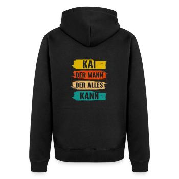 Kai Der Mann Der Alles Kann Vorname Kai - Unisex Premium Bio Zip Hoodie - Schwarz - Hinten - Nico (187cm)