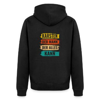 Karsten Der Mann Der Alles Kann Vorname Karsten - Unisex Premium Bio Zip Hoodie - Schwarz - Hinten - Nico (187cm)