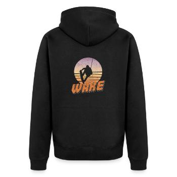 Vintage Wakeboard Sunset Fan Wake Wakeboarder Wake - Unisex Premium Bio Zip Hoodie - Schwarz - Hinten - Nico (187cm)