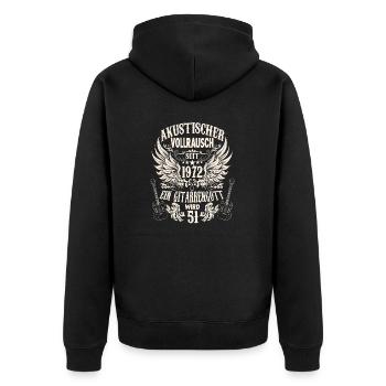 Gitarren Rocker Geburtstag Band Jahrgang 1972 - Unisex Premium Bio Zip Hoodie - Schwarz - Hinten - Nico (187cm)