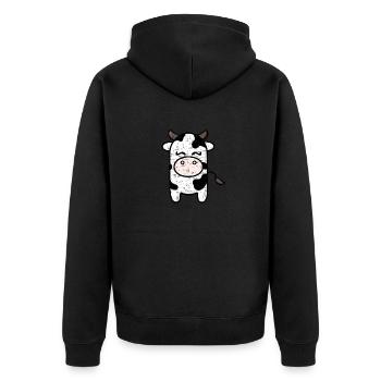 Vache minimaliste dans le style kawaii - Veste à capuche bio Premium Unisexe - noir - Dos - Nico (187cm)