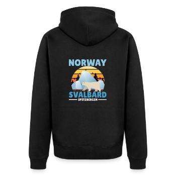 Norvège Svalbard Spitzberg Aurores boréales Ours polaire - Veste à capuche bio Premium Unisexe - noir - Dos - Nico (187cm)
