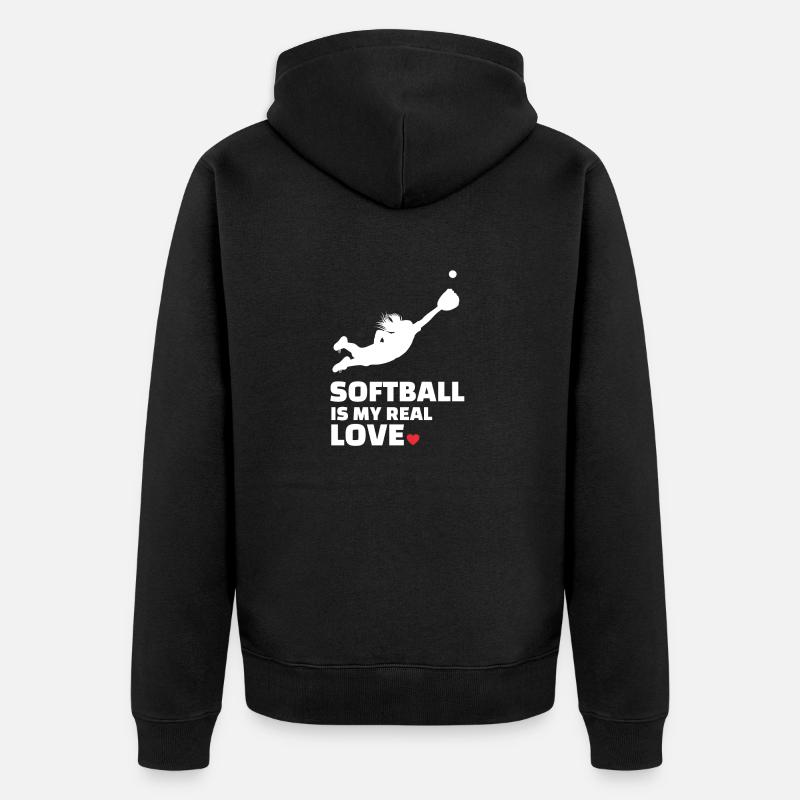 J’adore le softball - Veste à capuche bio Premium Unisexe - noir