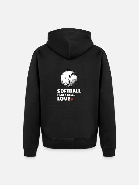 I love softball - Unisex Premium Organic Zip Hoodie - black