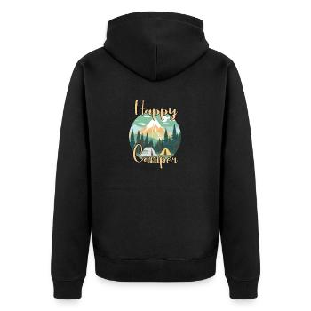 Fun camper and hiker lover - Unisex Premium Organic Zip Hoodie - black - Back - Nico (187cm)