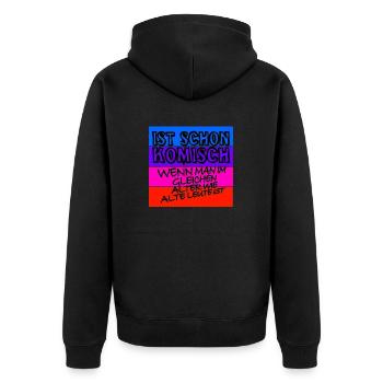 komisches alter schwarz - Unisex Premium Bio Zip Hoodie - Schwarz - Hinten - Nico (187cm)