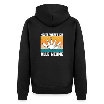 Kegel Kegler Kegelverein Kegeln - Unisex Premium Bio Zip Hoodie - Schwarz - Hinten - Nico (187cm)