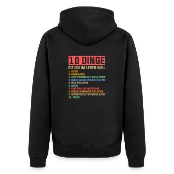 Auto Mechaniker KFZ Mechatroniker Tuner Schrauber - Unisex Premium Bio Zip Hoodie - Schwarz - Hinten - Nico (187cm)