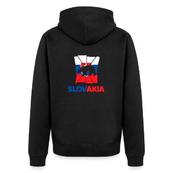 Slowakische Slowakei Slowakische Flagge Zitat - Unisex Premium Bio Zip Hoodie - Schwarz - Hinten - Nico (187cm)