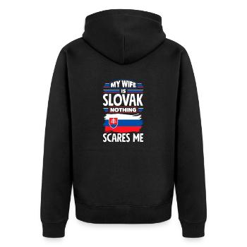 Slowakische Slowakei Slowakische Flagge Zitat - Unisex Premium Bio Zip Hoodie - Schwarz - Hinten - Nico (187cm)