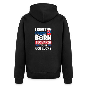 Slowakische Slowakei Slowakische Flagge Zitat - Unisex Premium Bio Zip Hoodie - Schwarz - Hinten - Nico (187cm)