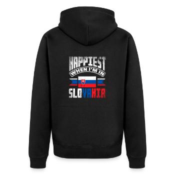 Slowakische Slowakei Slowakische Flagge Zitat - Unisex Premium Bio Zip Hoodie - Schwarz - Hinten - Nico (187cm)