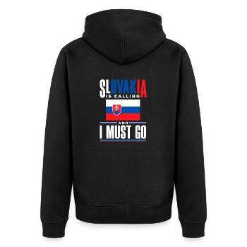 Slowakische Slowakei Slowakische Flagge Zitat - Unisex Premium Bio Zip Hoodie - Schwarz - Hinten - Nico (187cm)