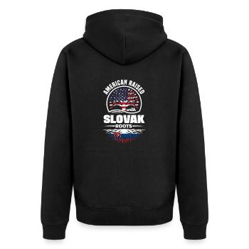Slowakische Slowakei Slowakische Flagge Zitat - Unisex Premium Bio Zip Hoodie - Schwarz - Hinten - Nico (187cm)