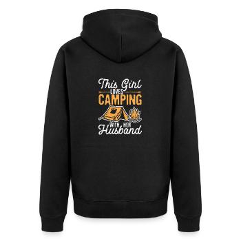 Cette fille adore camper avec son mari - Veste à capuche bio Premium Unisexe - noir - Dos - Nico (187cm)