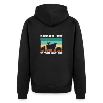 Smok 'em If You Got 'em Meat Bbq Season - Unisex Premium Organic Zip Hoodie - black - Back - Nico (187cm)