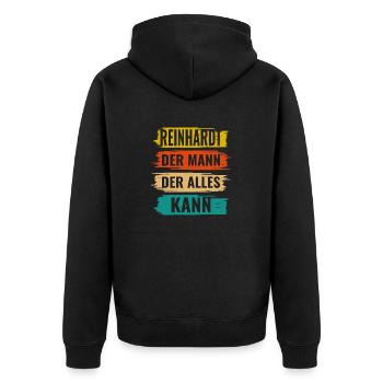 Reinhardt Der Mann Der Alles Kann Name Reinhardt - Unisex Premium Bio Zip Hoodie - Schwarz - Hinten - Nico (187cm)