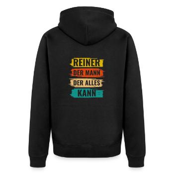 Reiner Der Mann Der Alles Kann Vorname Reiner - Unisex Premium Bio Zip Hoodie - Schwarz - Hinten - Nico (187cm)
