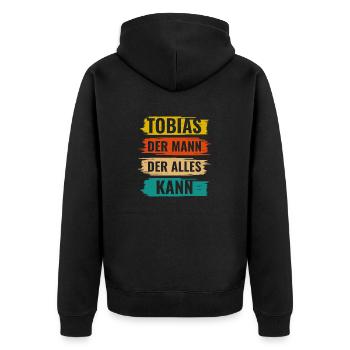 Tobias Der Mann Der Alles Kann Vorname Tobias - Unisex Premium Bio Zip Hoodie - Schwarz - Hinten - Nico (187cm)