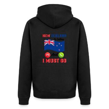 Neuseeland Kultur Kiwi Vogel Neuseeland Urlaub - Unisex Premium Bio Zip Hoodie - Schwarz - Hinten - Nico (187cm)
