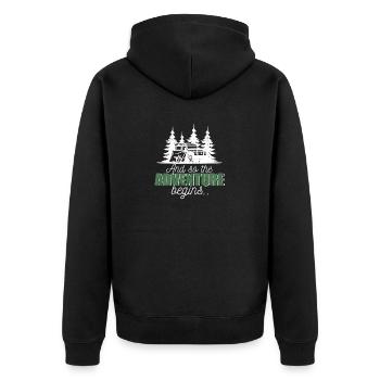 Und so beginnt das Abenteuer Camping Road Trip - Unisex Premium Bio Zip Hoodie - Schwarz - Hinten - Nico (187cm)