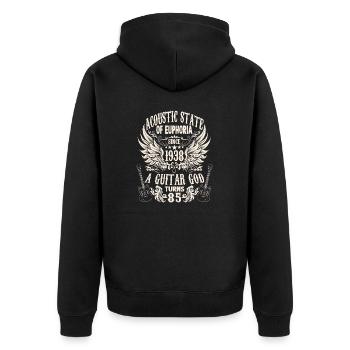 Gitarristen Geburtstag 1938 Jahrgang 85 Jahre - Unisex Premium Bio Zip Hoodie - Schwarz - Hinten - Nico (187cm)