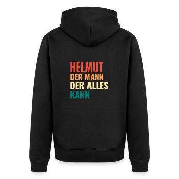 Helmut Der Mann Der Alles Kann Vorname Helmut - Unisex Premium Bio Zip Hoodie - Schwarz - Hinten - Nico (187cm)