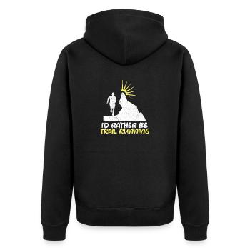 Trail Runner Running Jogging Jogger I Gift - Unisex Premium Organic Zip Hoodie - black - Back - Nico (187cm)