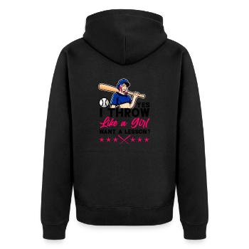 Baseball Spieler Baseball Spielerin Baseball Team - Unisex Premium Bio Zip Hoodie - Schwarz - Hinten - Nico (187cm)