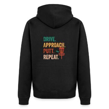 Discgolf Disc Golf Frisbee - Unisex Premium Organic Zip Hoodie - black - Back - Nico (187cm)