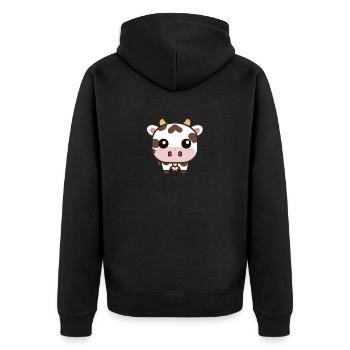 Vache Kawaii mignonne - Veste à capuche bio Premium Unisexe - noir - Dos - Nico (187cm)