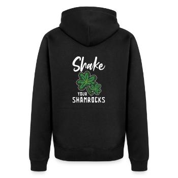 Lustige Irische Saint Patricks Day Shake Your - Unisex Premium Bio Zip Hoodie - Schwarz - Hinten - Nico (187cm)