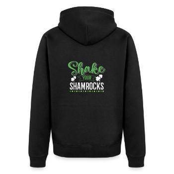 Lustige Irische Saint Patricks Day Shake Your - Unisex Premium Bio Zip Hoodie - Schwarz - Hinten - Nico (187cm)