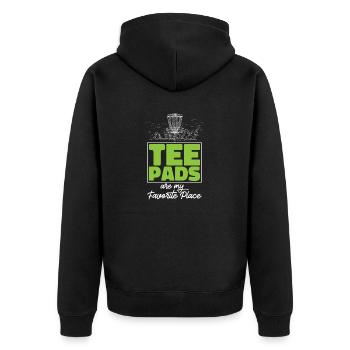 Discgolf Disc Golf Frisbee - Unisex Premium Organic Zip Hoodie - black - Back - Nico (187cm)