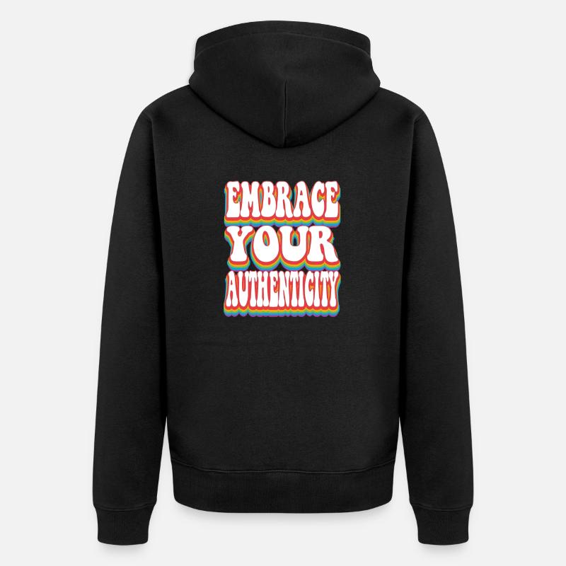 Authenticité - Pride Rainbow LGBTQ+ - Veste à capuche bio Premium Unisexe - noir