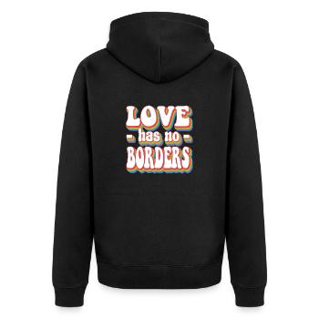 Liebe hat keine Grenzen Pride Regenbogen LGBTQ+ - Unisex Premium Bio Zip Hoodie - Schwarz - Hinten - Nico (187cm)