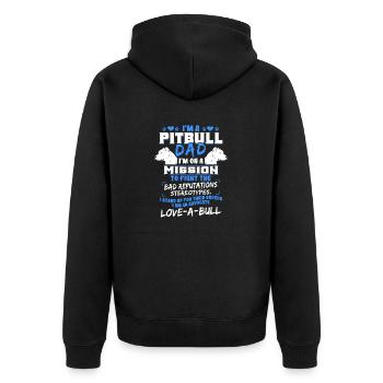 Pitbull Pit Bull Terrier Besitzer Hund Liebhaber Papa - Unisex Premium Bio Zip Hoodie - Schwarz - Hinten - Nico (187cm)