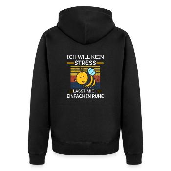 Plüschmors norddeutsch Bienen chillen schlafshirt - Unisex Premium Bio Zip Hoodie - Schwarz - Hinten - Nico (187cm)