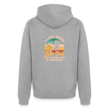 Discgolf Disc Golf Frisbee - Unisex Premium Bio Zip Hoodie - Grau meliert - Hinten - Nico (187cm)