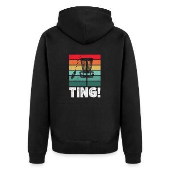 Discgolf Disc Golf Frisbee - Unisex Premium Organic Zip Hoodie - black - Back - Nico (187cm)